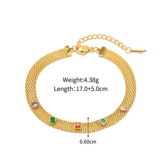 18k Gold plated Multi stones Bracelet