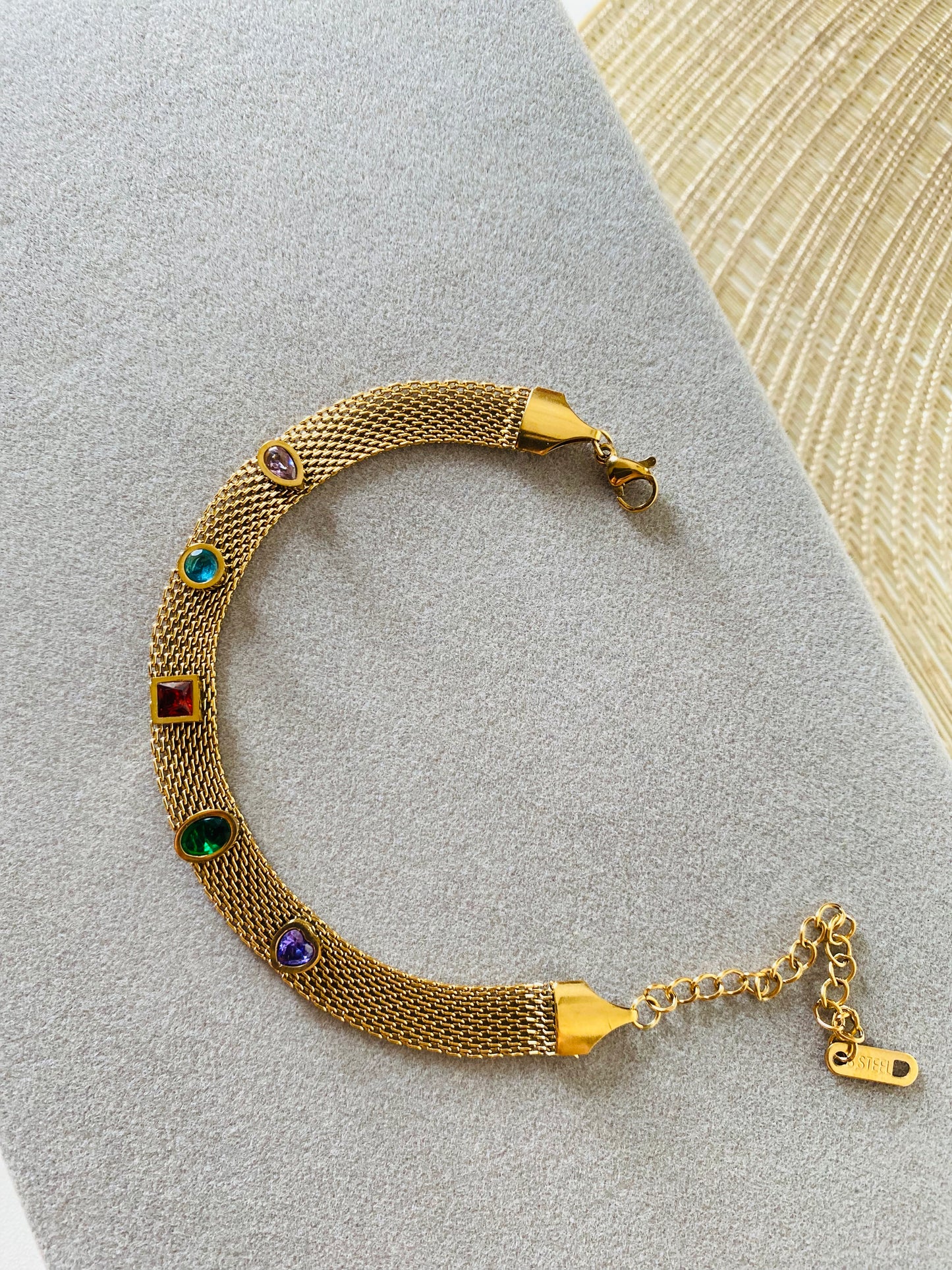 18k Gold plated Multi stones Bracelet