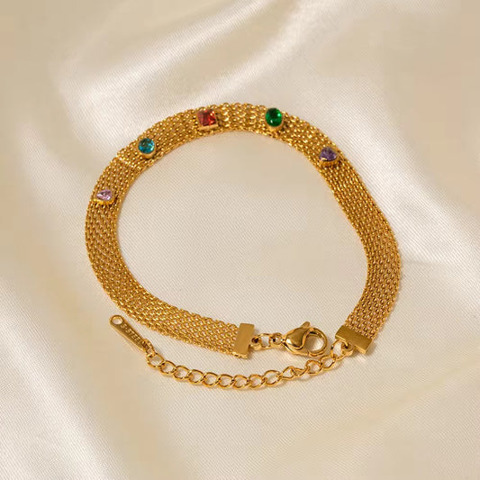 18k Gold plated Multi stones Bracelet