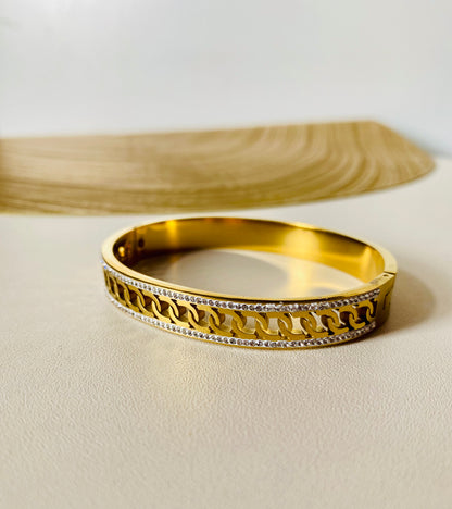 18K Gold Plated Chain Pattern Bangle