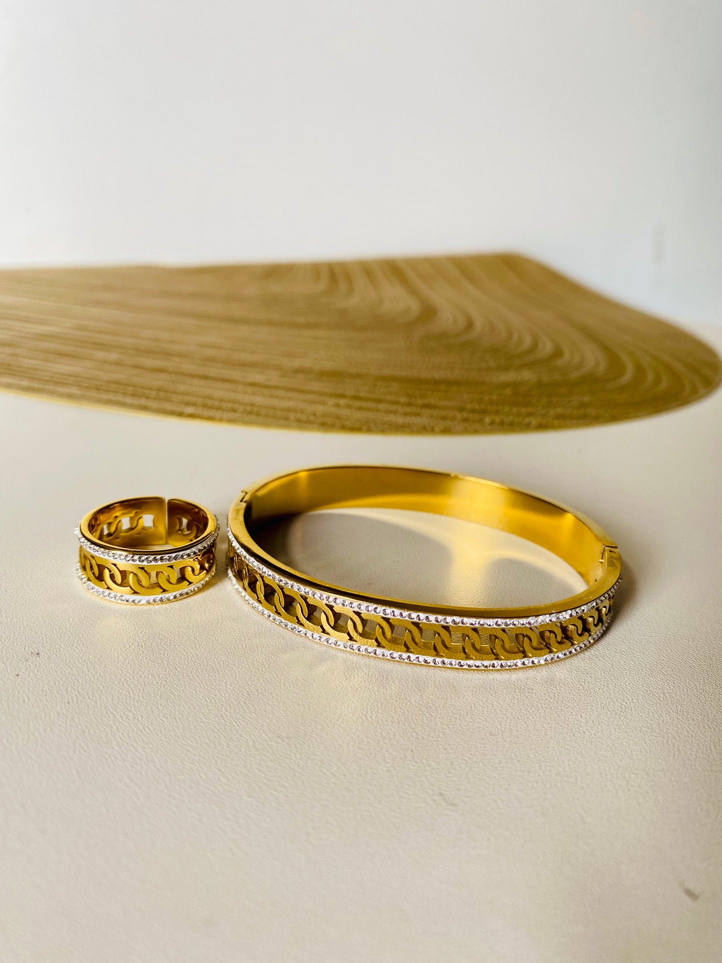 Chain Pattern Bangle & Ring Combo