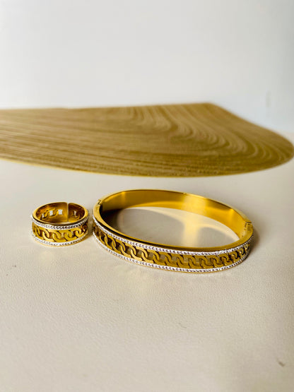 Chain Pattern Bangle & Ring Combo