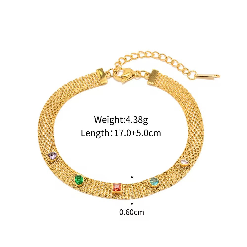 18k Gold plated Multi stones Bracelet