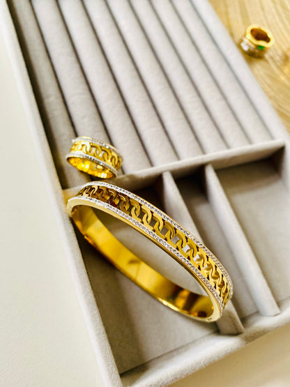 Chain Pattern Bangle & Ring Combo