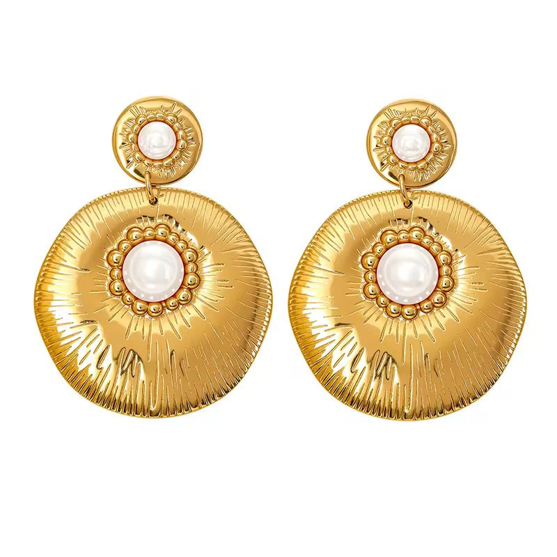 Vintage Textured Pearl Earrings