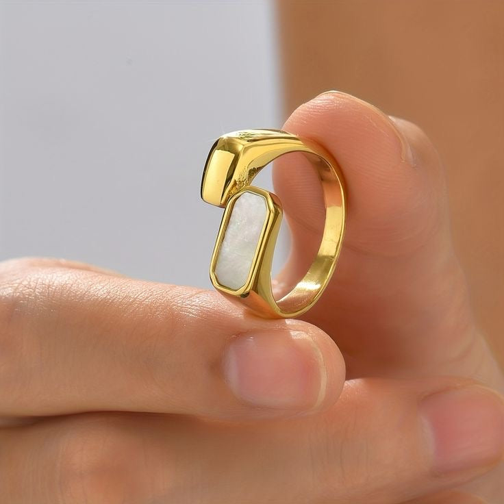 Square Sea Shell Adjustable Ring