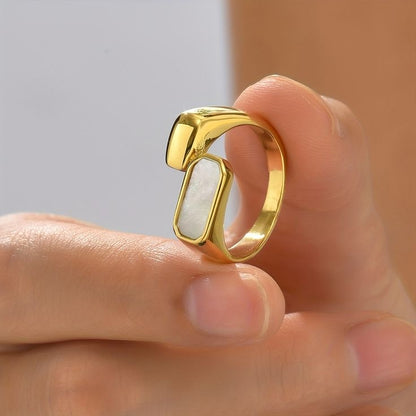 Square Sea Shell Adjustable Ring