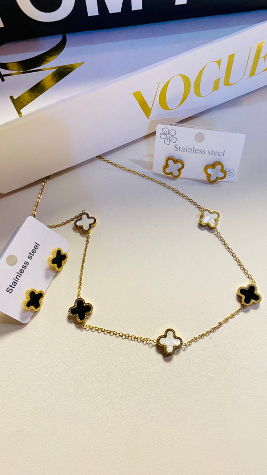 5 Flower Clover Pendant and Stud