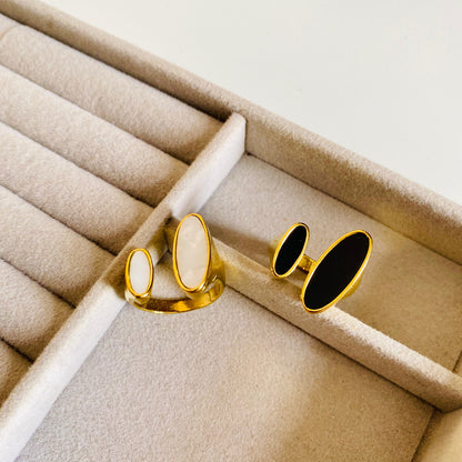 White Double Side Moonlight Adjustable Ring